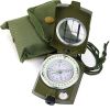 Military Lensatic Sighting Compass; Survival Tactical Backpacking Compact; Handheld Gear With Carry Bag; Waterproof Compass - Army Green