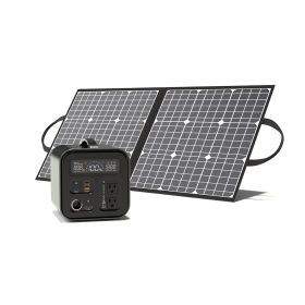 GOFORT Portable Power Station; 550Wh Solar Generator With 600W (Peak 1200W) 110V AC Outlets; SOS Flashlight; Backup Power Lithium - UA550+SP18100