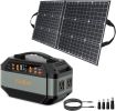 GOFORT 330W Portable Power Station; 299Wh Solar Generator Backup Power Compatible with 100W 18V Portable Solar Panel; 18V DC; QC 3.0 Output - Grey