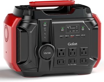 GOFORT Portable Power Station 540Wh/500W(Peak 1000W) 6 x AC 110V Outlets PD 60W CPAP Battery Power Outage Supplies Emergency Backup Power - A501