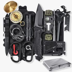 14in1 Outdoor Emergency Survival Gear Kit Camping Hiking Survival Gear Tools Kit, Outdoor Fishing Hunting Camping Accessories - 14 in 1