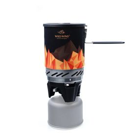 WILD-WIND X0 Lightweight Camping Stove System with 1 Liter Pot; One-Piece Design, Propane (package includes additional orange cozy and lid)