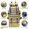 100L Large Military Camping Backpack Waterproof Camo Hiking Travel Tactical Bag - Brown