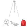 Camping Tripod Board with Adjustable Chain for Hanging Cookware - Silver