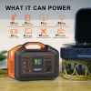 BULLBAT Portable Power Station Pioneer 500, 504Wh Lithium Battery Powered Outlet with 500W AC/60W PD/QC3.0, Solar Power Generators with MPPT