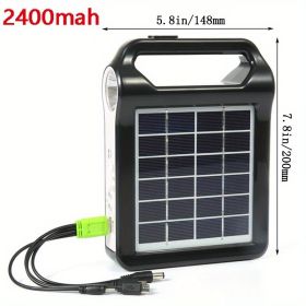 1pc Portable 6V Rechargeable Solar Panel Power Storage Generator System USB Charger With Lamp Lighting Home Solar Energy System Kit, 8*5.9in - Size 1