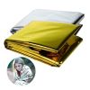 Windproof Emergency Blanket; Outdoor Survival First Aid; Military Rescue Kit; Waterproof Foil Thermal Blanket For Camping Hiking - Gold