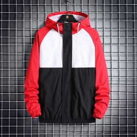 Fashionable Hooded Solid Color Coat Casual Jacket (Option: Red-4XL)