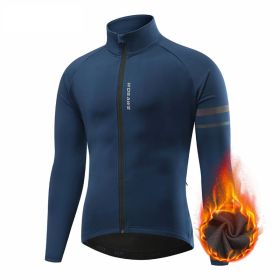 Men's Outdoor Off-road Mountain Sports Fleece Cycling Clothing (Option: BO284 Dark Blue-L)