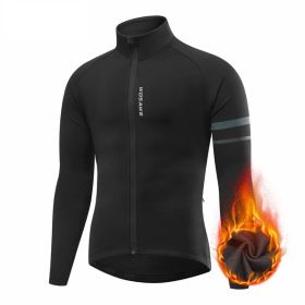 Men's Outdoor Off-road Mountain Sports Fleece Cycling Clothing (Option: BO284 Black-L)