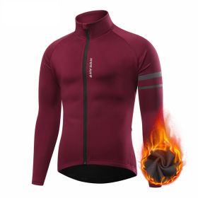 Men's Outdoor Off-road Mountain Sports Fleece Cycling Clothing (Option: BO284 Dark Red-M)