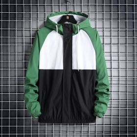 Fashionable Hooded Solid Color Coat Casual Jacket (Option: Green-4XL)