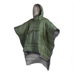 Outdoor Cloak Sleeping Bag Camping Wearable Cold-proof Warm Cape Shawl Blanket (Option: Army Green-200x140cm)