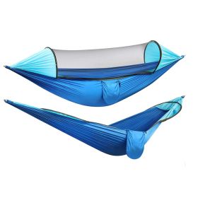 Camping Outdoor Automatic Speed Open Hammock Mosquito Net (Color: blue)