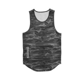 Mens Sports Vest Summer Quick Drying (Option: Grey camouflage light board-L)