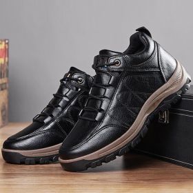 Casual Leather Shoes Simple Travel Outdoor Men's Shoes (Option: Black-42)