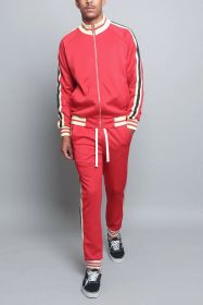 Sports Men Two-piece Suit (Option: Leather Red-L)