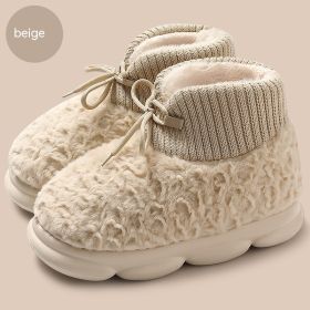 Snow Boots Outer Wear Plush Cotton-padded Shoes Poop Feeling Winter Home Non-slip (Option: Beige-38 To 39)