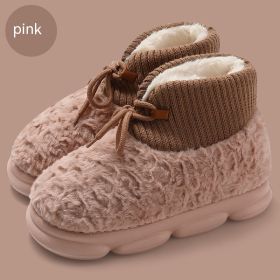 Snow Boots Outer Wear Plush Cotton-padded Shoes Poop Feeling Winter Home Non-slip (Option: Pink-40 To 41)